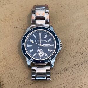 U.S. Polo Assn. Silver and Navy Blue Men's Stainless Steel Watch